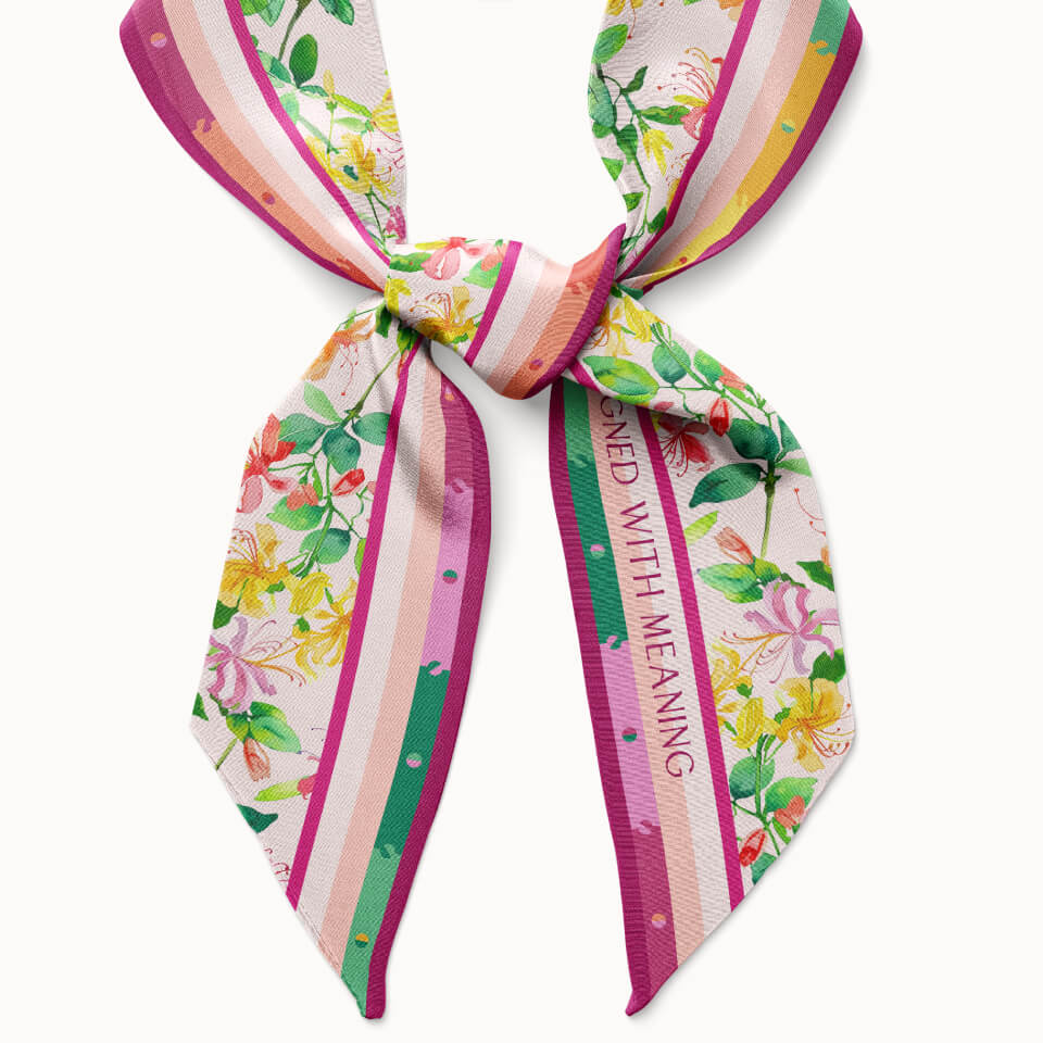 Honeysuckle Flower Silk Ribbon Scarf, Designed With Meaning