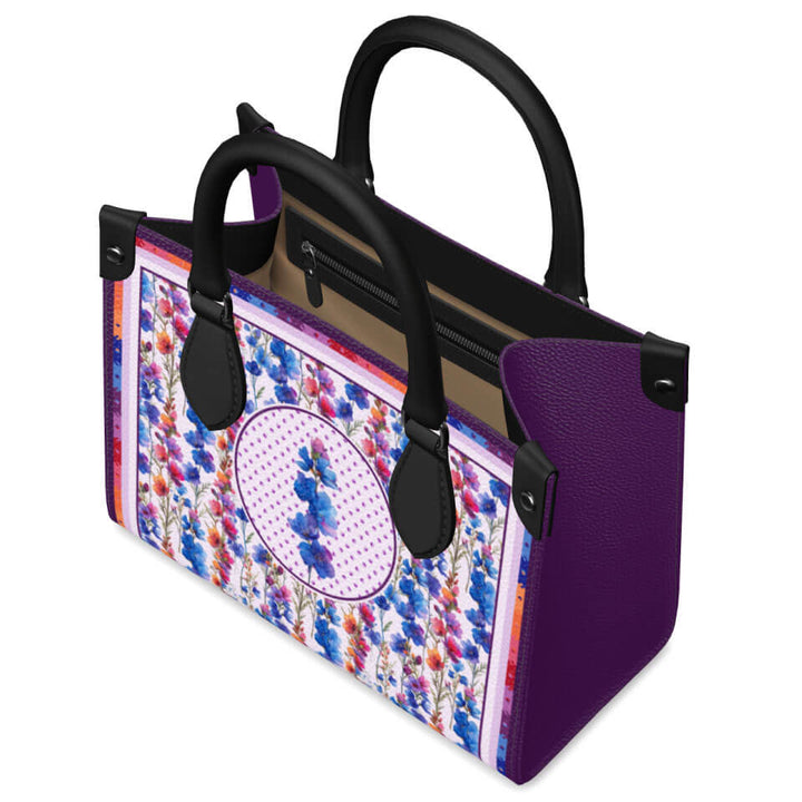 Larkspur Flower Mini Shopper, Leather Handbag, Designed With Meaning