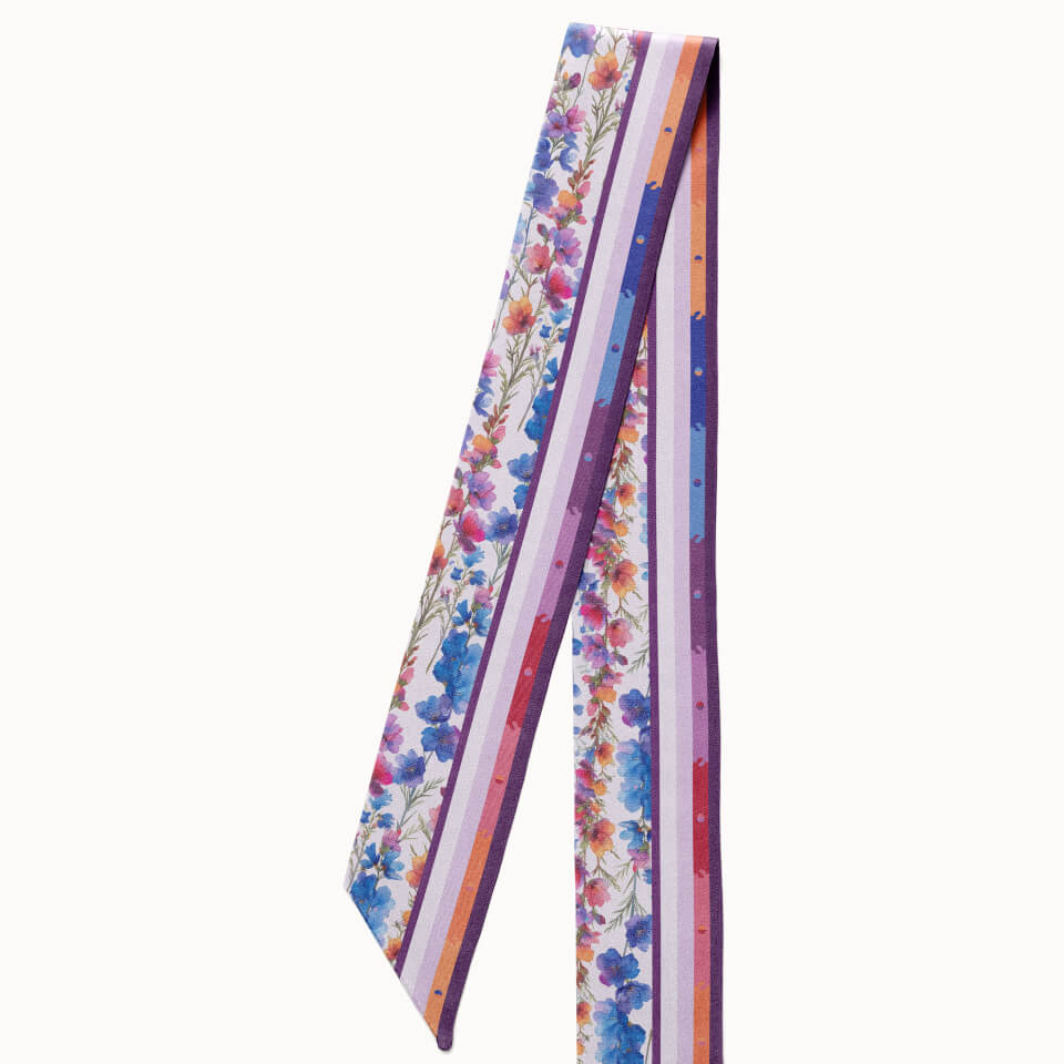 Larkspur Flower Silk Ribbon Scarf, Designed With Meaning