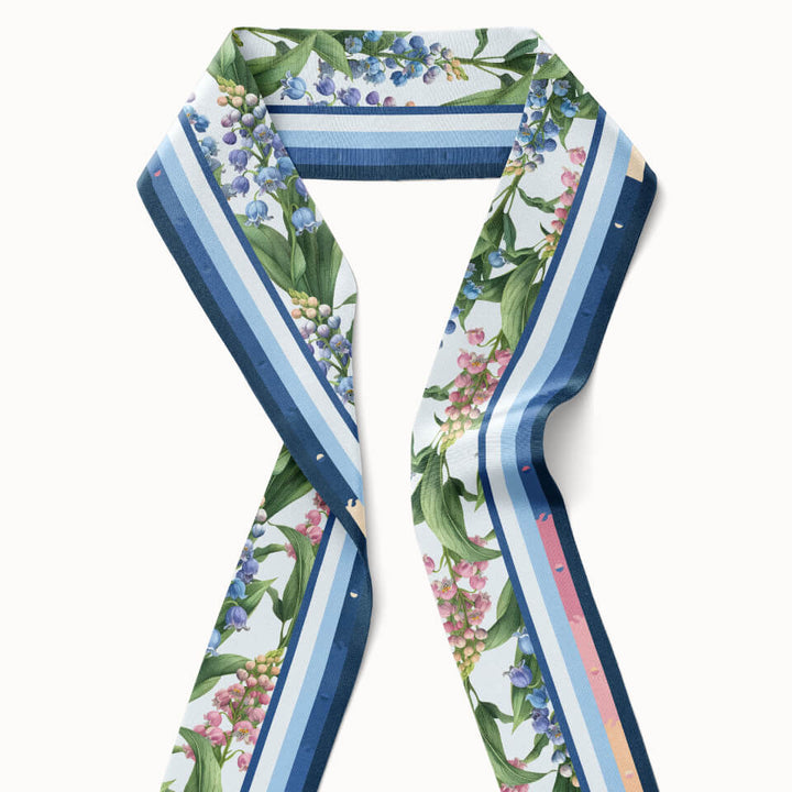 Lily of the Valley Flower Silk Ribbon Scarf, Designed With Meaning