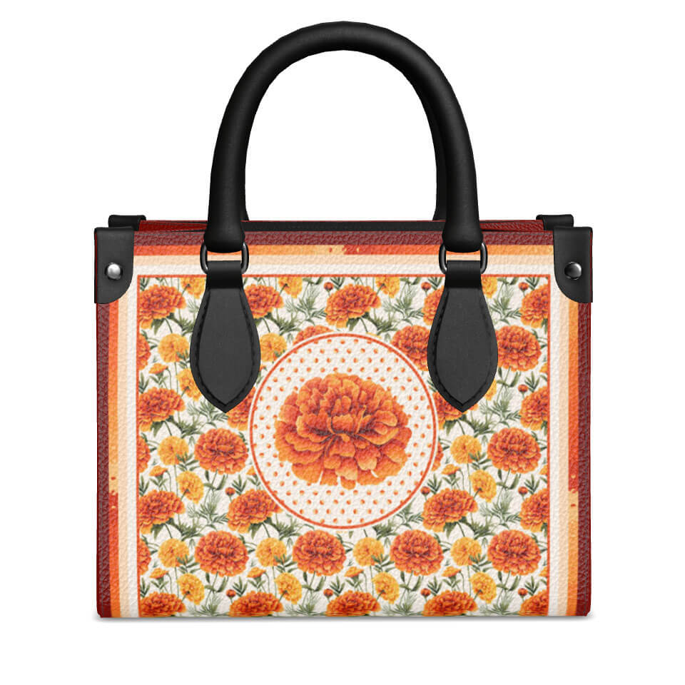 Marigold Flower Mini Shopper, Leather Handbag, Designed With Meaning