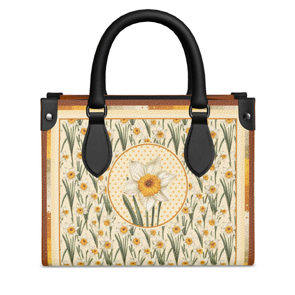 Narcissus Flower Mini Shopper, Leather Handbag, Designed With Meaning