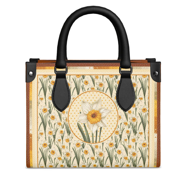 Narcissus Flower Mini Shopper, Leather Handbag, Designed With Meaning