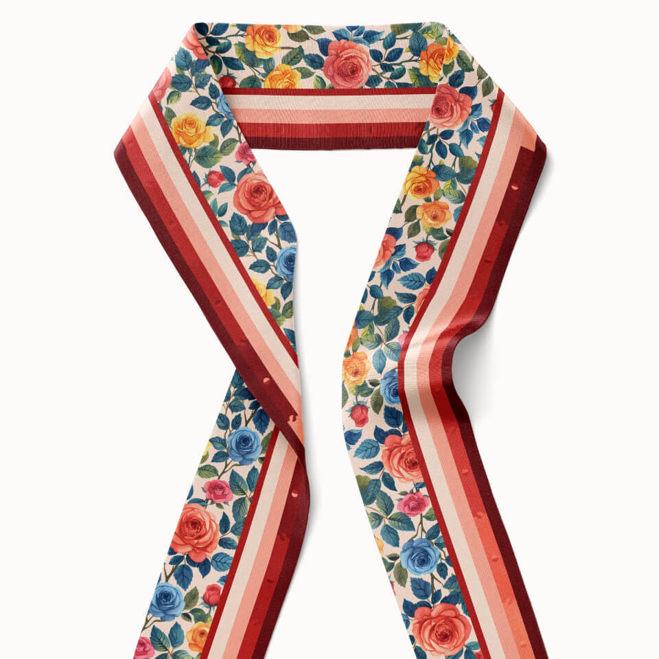 Rose Flower Silk Ribbon Scarf, Designed With Meaning