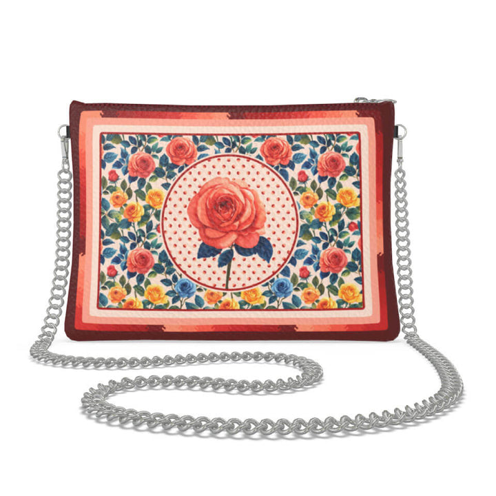 Rose Flower Zip Crossbody, Leather Handbag, Designed With Meaning