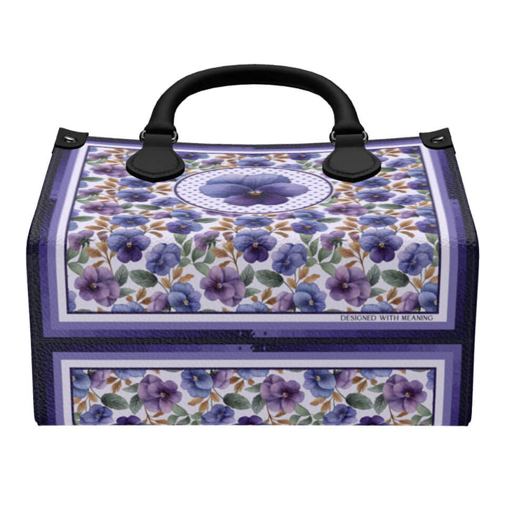Violet Flower Mini Shopper, Leather Handbag, Designed With Meaning