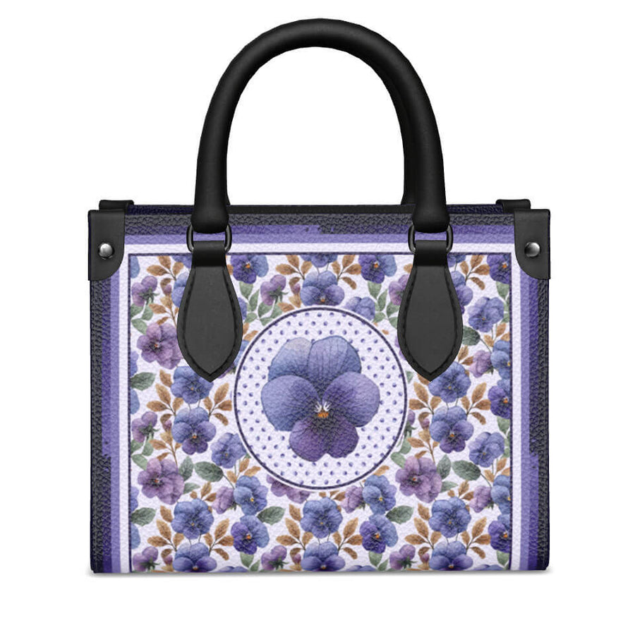 Violet Flower Mini Shopper, Leather Handbag, Designed With Meaning