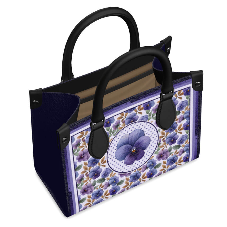 Violet Flower Mini Shopper, Leather Handbag, Designed With Meaning